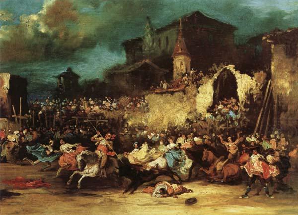 Eugenio Lucas Velazquez Village Bullfight china oil painting image